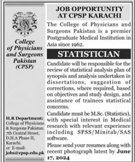 College Of Physicians And Surgeons Karachi Jobs 2024 – College of Physicians and Surgeons Pakistan Jobs 2024 — original advertisement