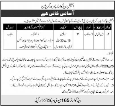 Station Headquarter Pasrur Garrison Jobs 2024 – Pakistan Army Jobs 2024 — original advertisement