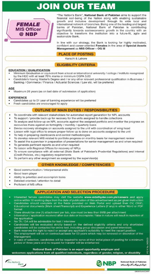 National Bank of Pakistan NBP Karachi Jobs 2024 Jobs 2024 — original advertisement