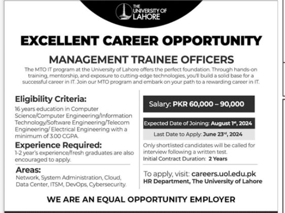 The University Of Lahore UOL Jobs 2024 Jobs 2024 — original advertisement