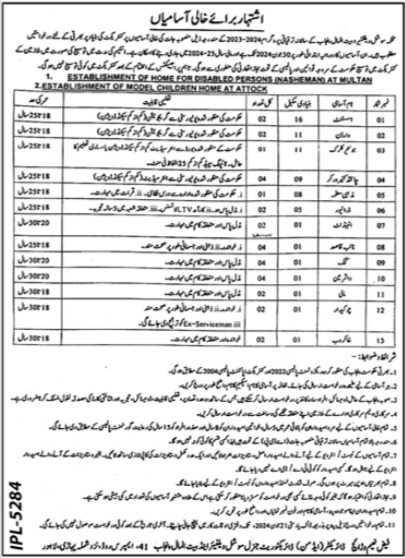 Social Welfare & Bait Ul Maal Punjab Jobs 2024 – Social Welfare & Bait-Ul-Maal Department Punjab Jobs 2024 — original advertisement