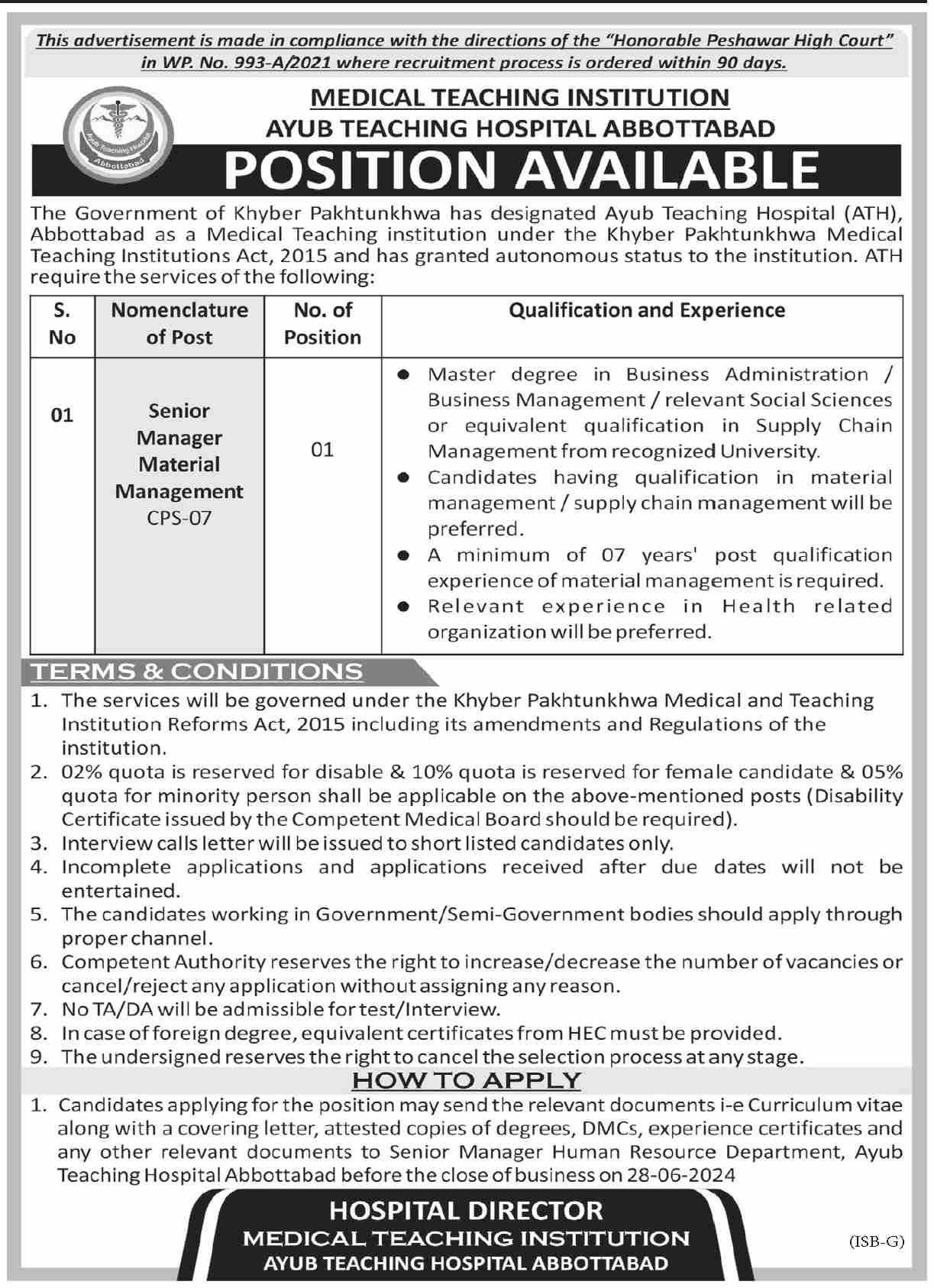 Medical Teaching Institution MTI Abbottabad Jobs 2024 – Medical Teaching Institute MTI Khyber Teaching Hospital Peshawar Kpk Jobs 2024 — original advertisement