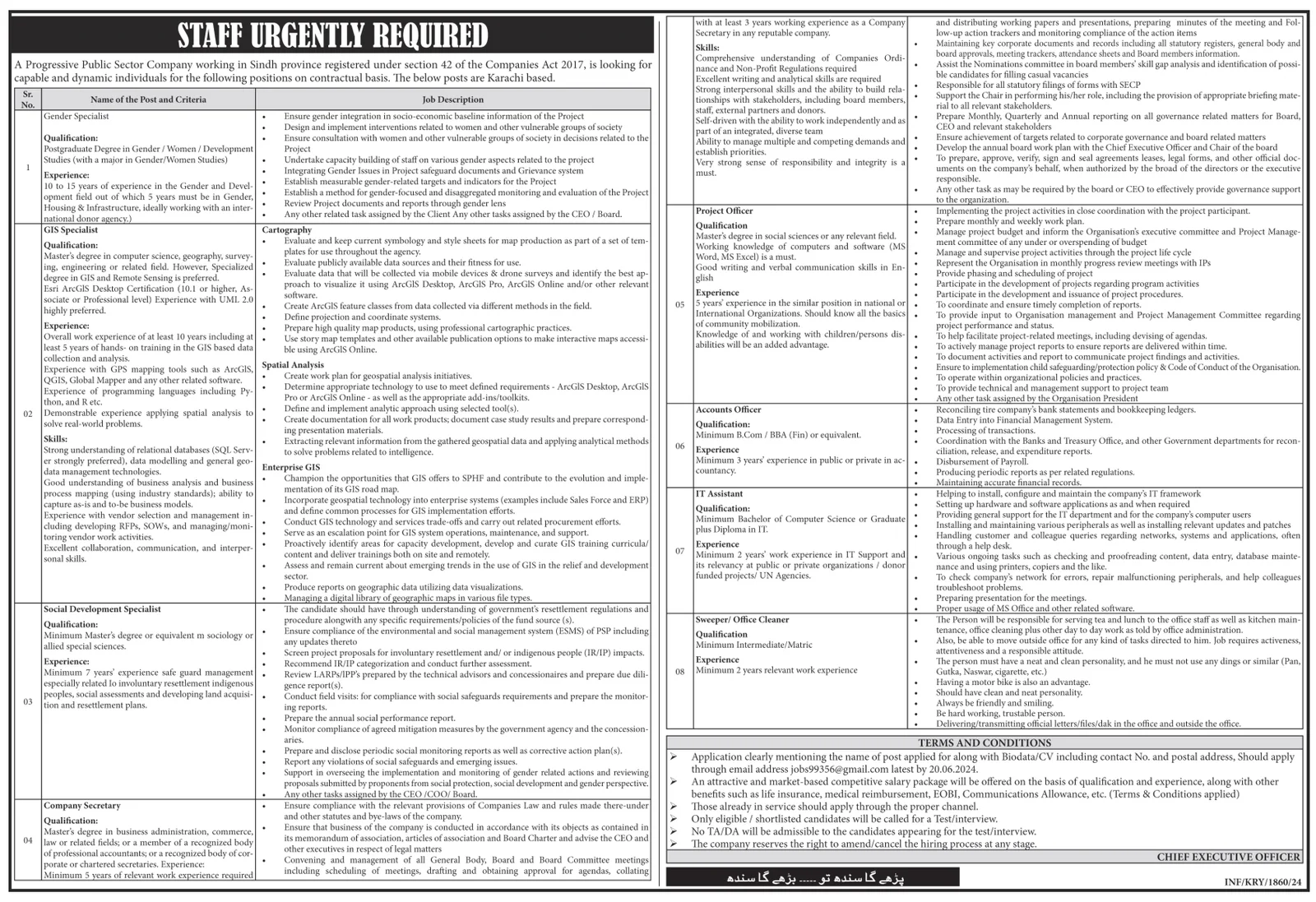 Public Sector Company Karachi Jobs 2024 – Private Company Jobs 2024 — original advertisement