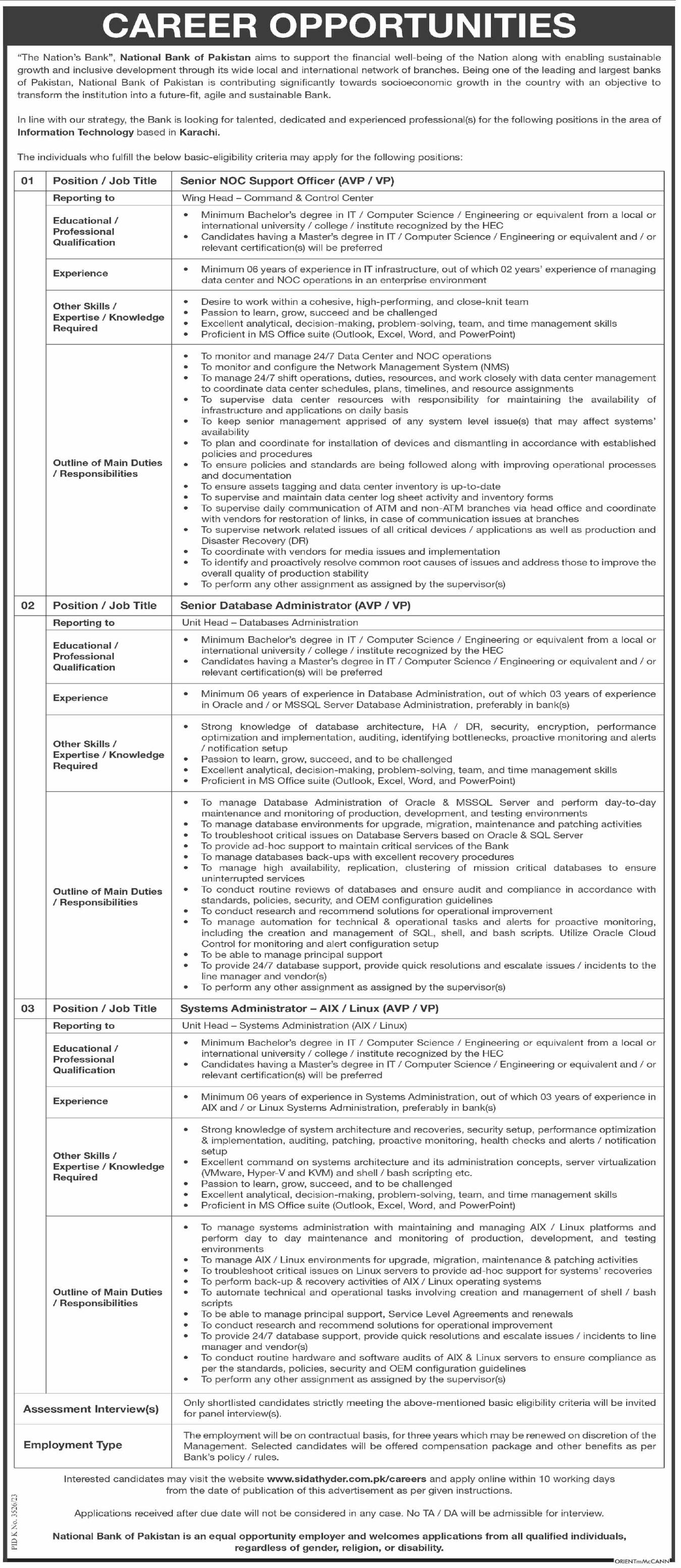 National Bank Of Pakistan NBP Karachi Jobs 2024 Jobs 2024 — original advertisement