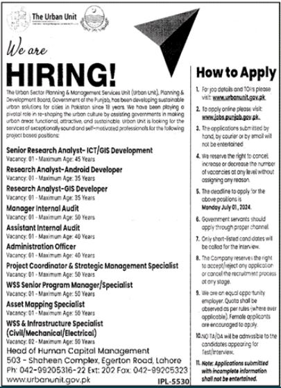 The Urban Unit Lahore Jobs 2024 – The Urban Unit Punjab Jobs 2024 — original advertisement