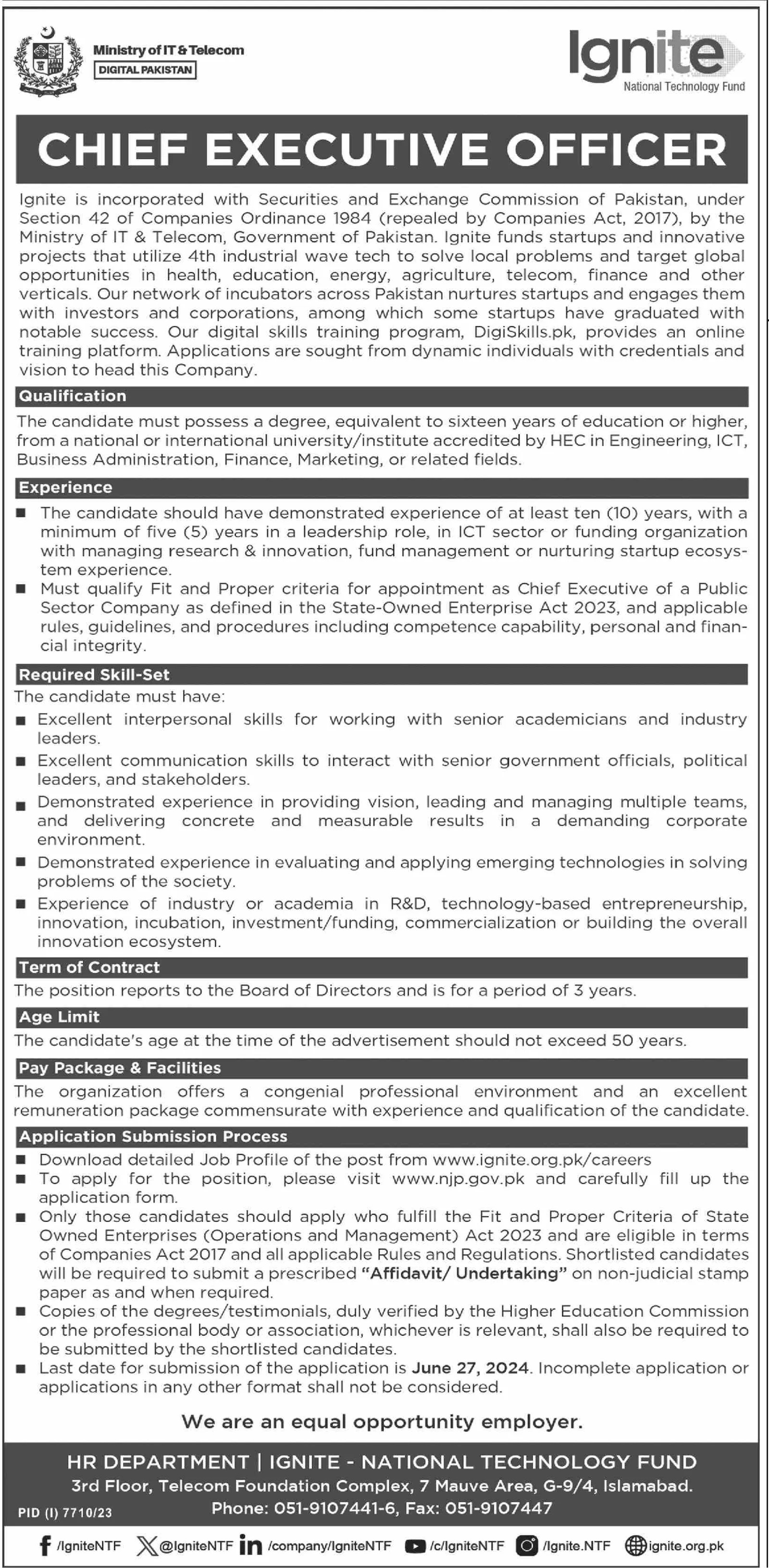 Ministry of Information Technology & Telecommunication Jobs – Ministry of Information Technology and Telecommunication Jobs 2024 — original advertisement
