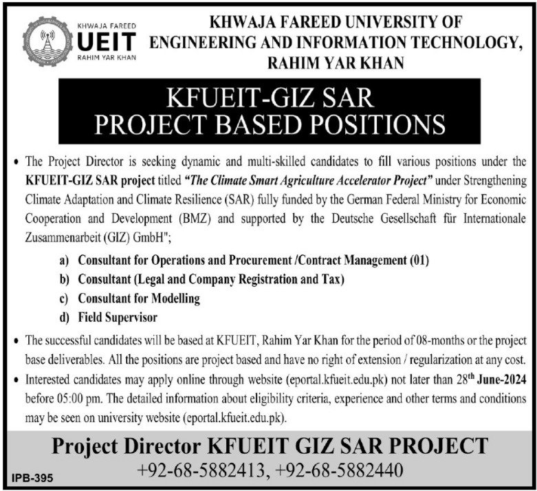 KFUEIT Khwaja Fareed University Of Engineering Jobs 2024 – Khawaja Fareed University of Engineering and Information Technology Jobs 2024 — original advertisement