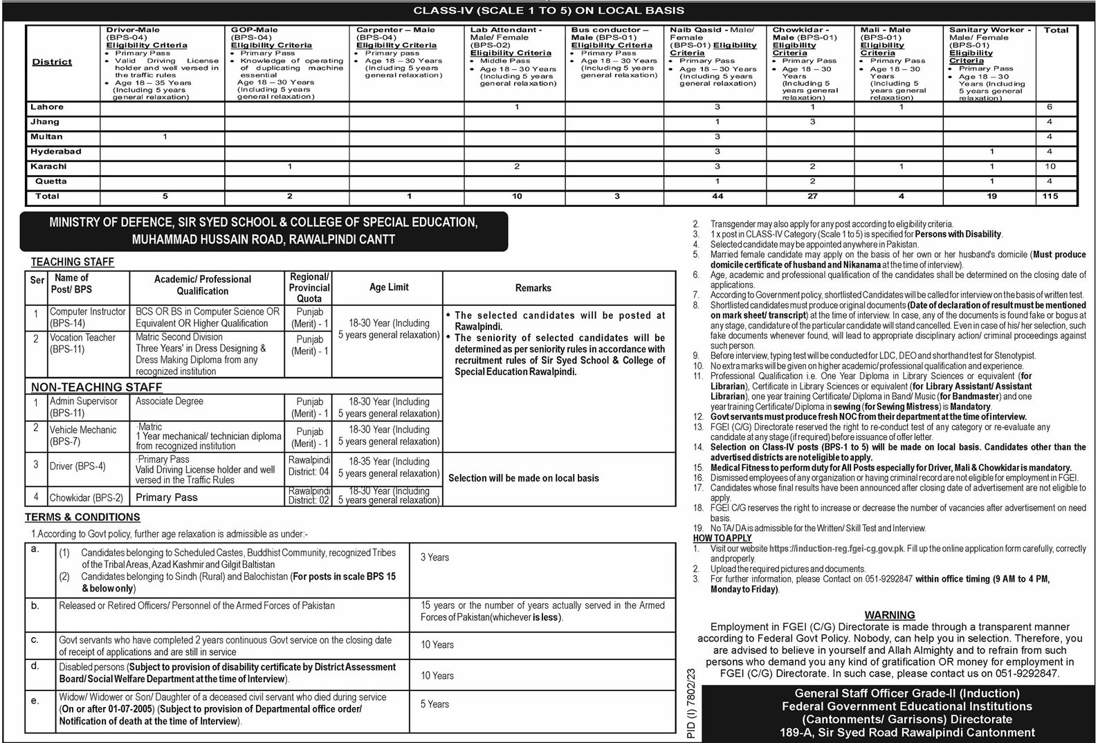Federal Government Educational Institutions FGEI Jobs 2024 – Federal Government Organization Jobs 2024 — original advertisement
