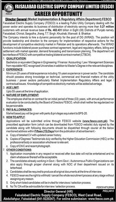 Faislabad Electric Supply Company Faislabad Jobs 2024 – Faisalabad Electric Supply Company Jobs 2024 — original advertisement
