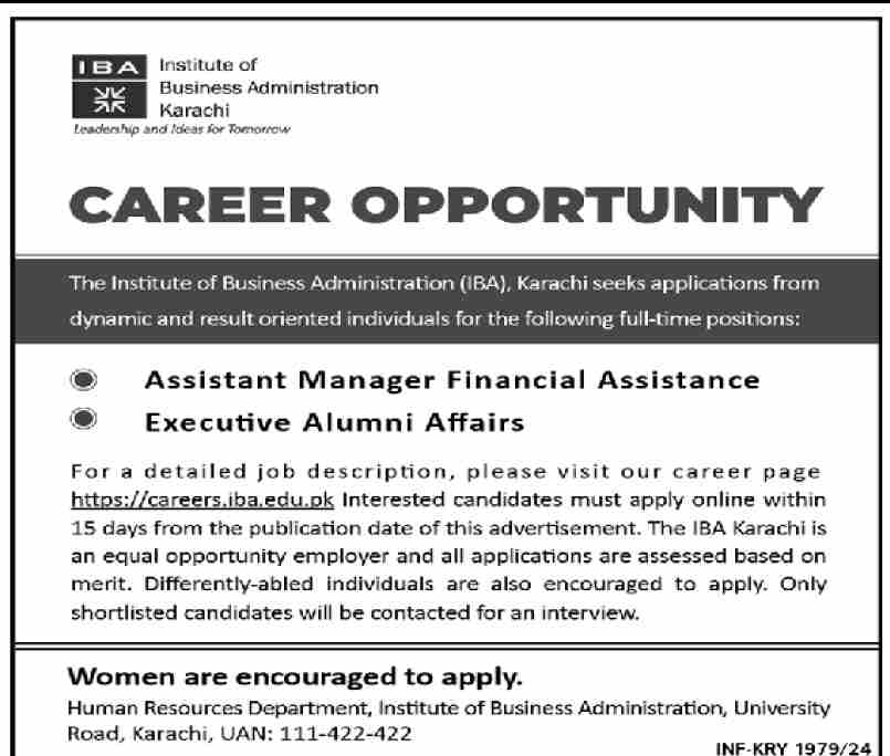 Institute of Business Administration IBA Karachi Jobs 2024 Jobs 2024 — original advertisement
