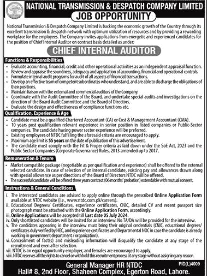 National Transmission and Despatch Company Lahore Jobs 2024 – National Transmission & Despatch Company NTDC Jobs 2024 — original advertisement