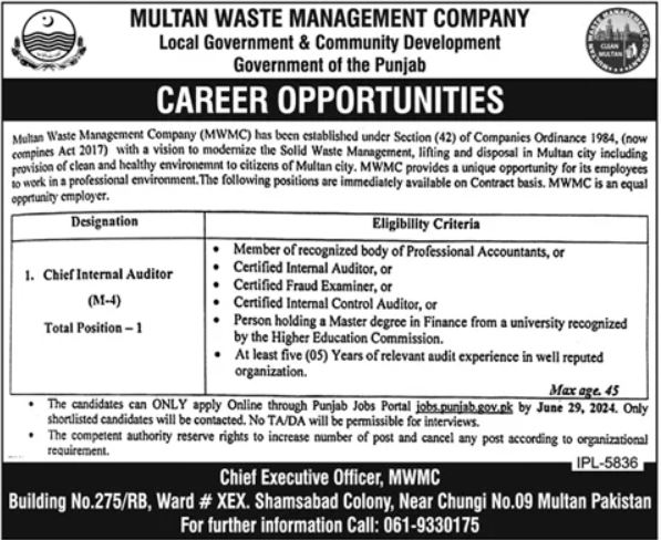 Multan Waste Management Company MWMC Jobs 2024 – Private Company Jobs 2024 — original advertisement