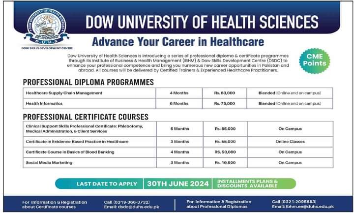 Dow University Of Health Sciences Karachi Jobs 2024 Jobs 2024 — original advertisement