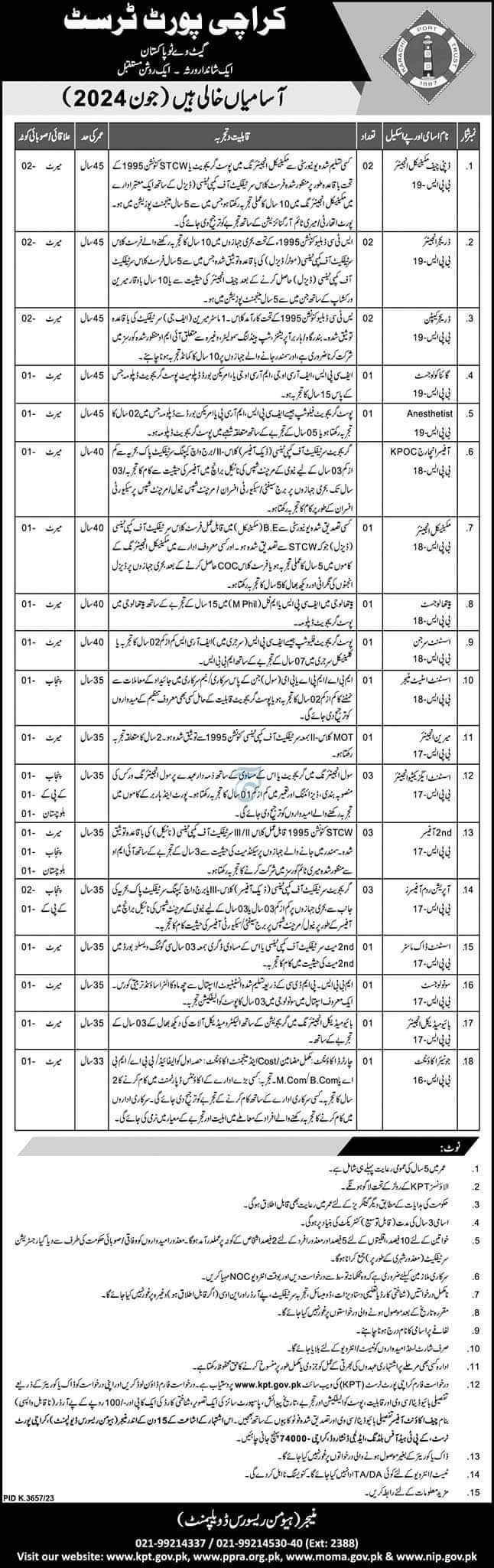 Karachi Port Trust KPT Karachi Sindh Jobs 2024 Jobs 2024 — original advertisement