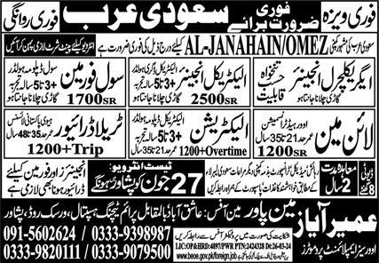 Agricultural Engineer And Electrician Jobs In Saudi Arabia – Umair Ayaz Manpower Services Jobs 2024 — original advertisement