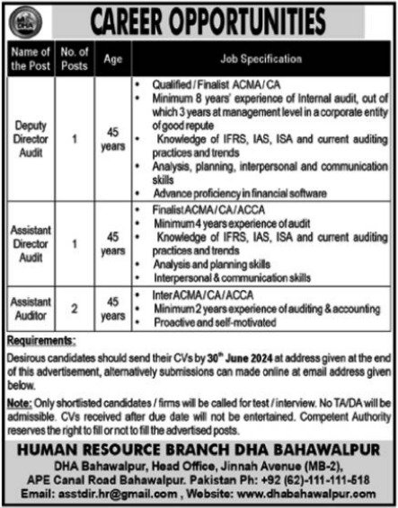 Defence Housing Authority DHA Bahawalpur Jobs 2024 Jobs 2024 — original advertisement