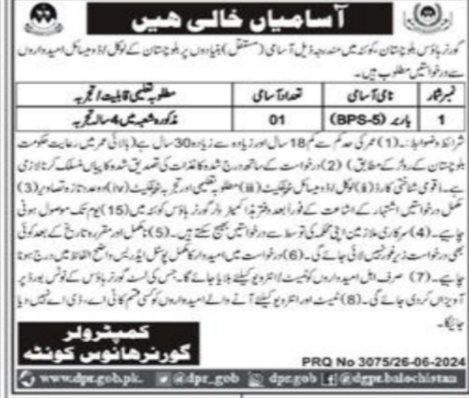 Governor House Balochistan Quetta  Jobs 2024 Jobs 2024 — original advertisement