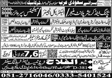 Maintenance Supervisor & Electrical Engineer Jobs 2024 – Al Falah Trade Test Jobs 2024 — original advertisement