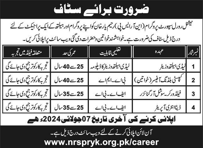 National Rural Support Programme NRSP Rahim Yar Khan Jobs – National Rural Support Program NRSP Jobs 2024 — original advertisement