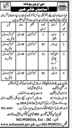 The Urban Unit Sahiwal Punjab Jobs 2024 – The Urban Unit Punjab Jobs 2024 — original advertisement