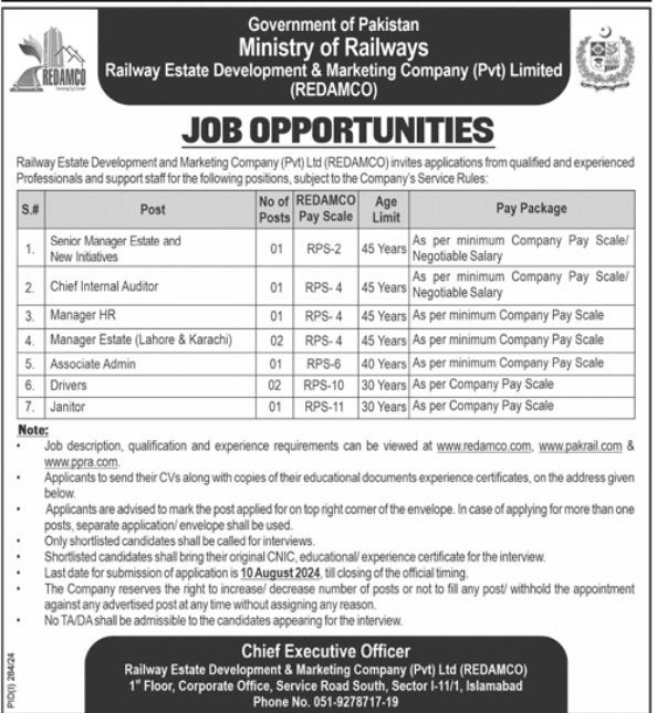 Ministry Of Railways Islamabad Jobs 2024 Jobs 2024 — original advertisement
