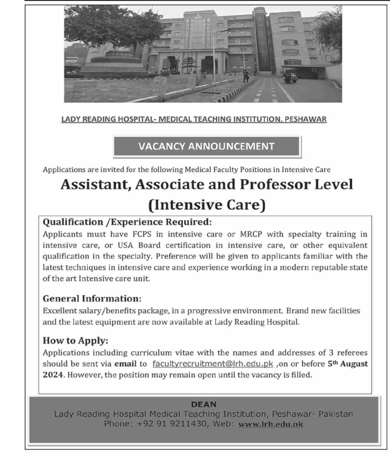 Lady Reading Hospital Peshawar Jobs 2024 Jobs 2024 — original advertisement