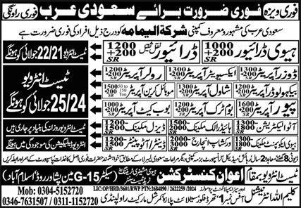 Auto Painter & Auto Electrician Jobs 2024 In Saudi Arabia – Dawood & Awan Technical Trade Test Center Jobs 2024 — original advertisement