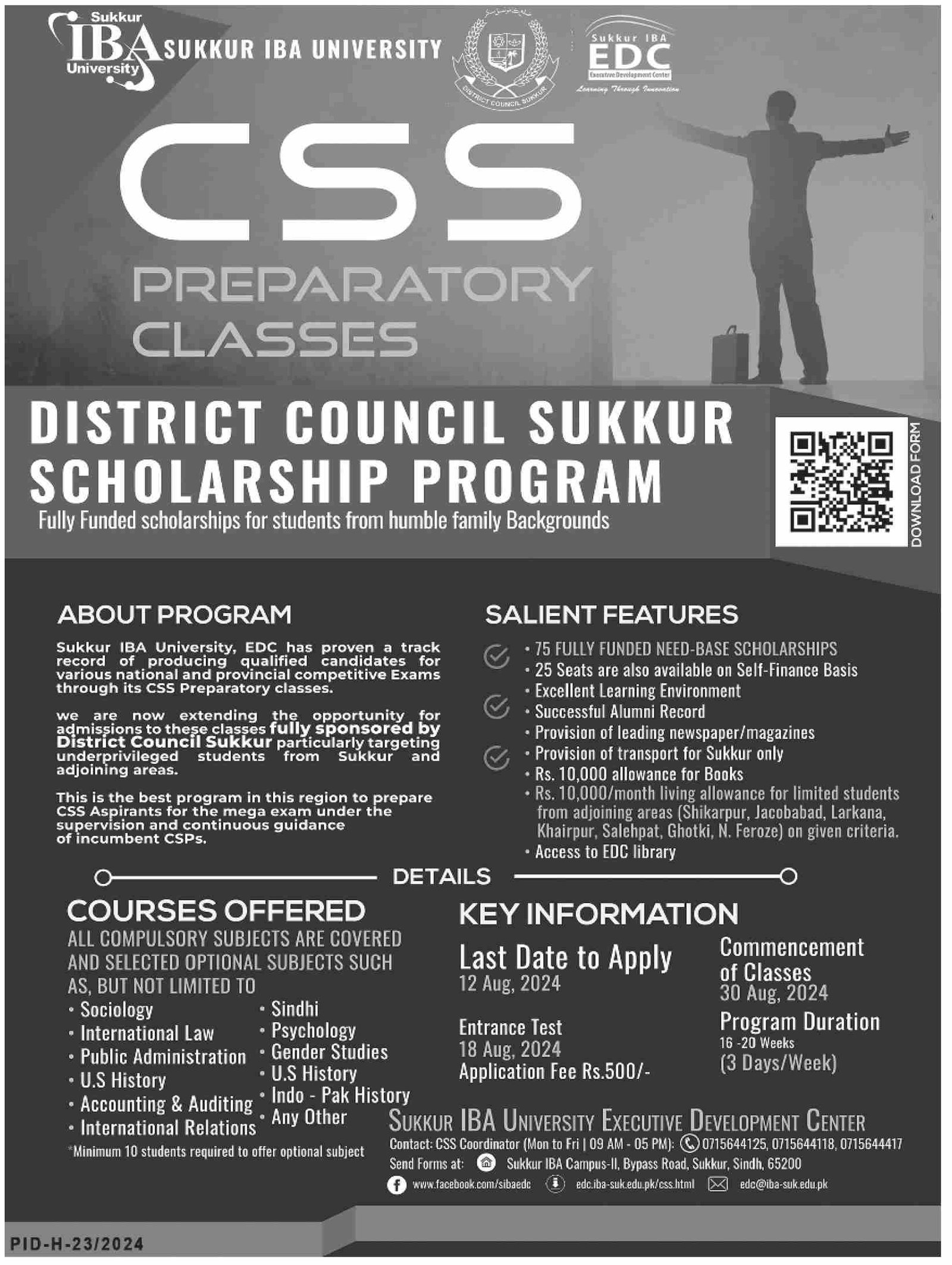 District Council Sukkur Schlorship Program 2024 – IBA Karachi Jobs 2024 — original advertisement