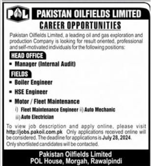Pakistan Oilfields Limited Jobs 2024 Jobs 2024 — original advertisement
