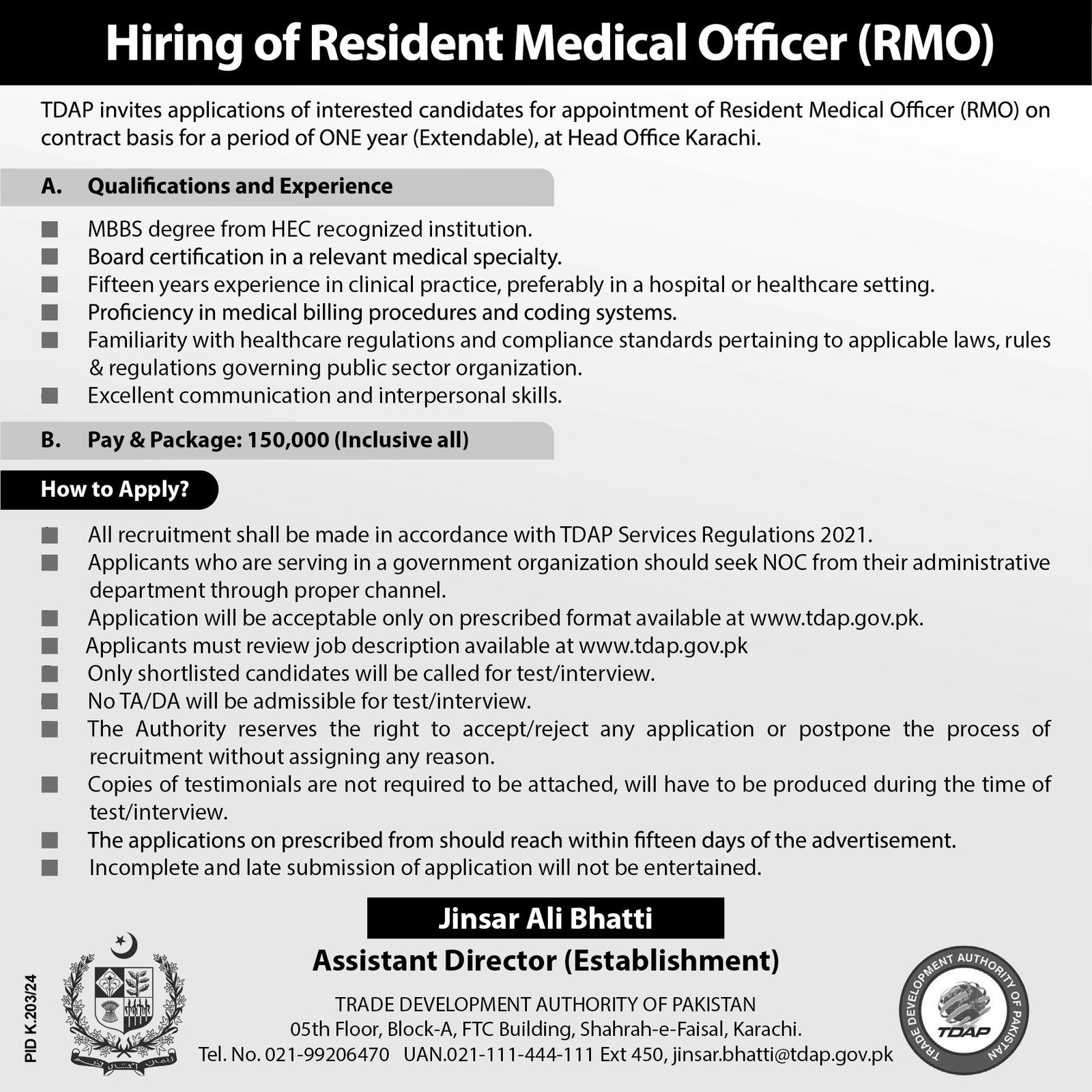 Trade Development Authority of Pakistan Karachi Jobs 2024 Jobs 2024 — original advertisement