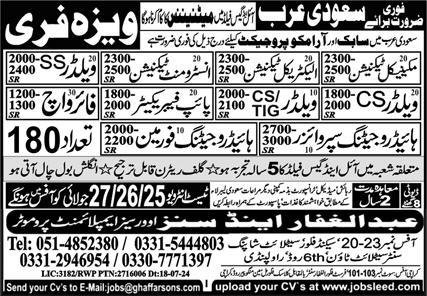 Hydro Jetting Supervisor & Hydro Jetting Foreman Jobs 2024 – Abdul Ghaffar & Sons Jobs 2024 — original advertisement