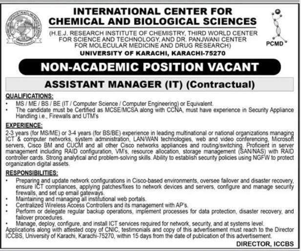 ICCBS University Of Karachi Sindh Jobs 2024 Jobs 2024 — original advertisement