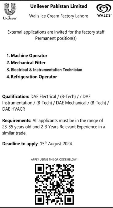 Unilever Pakistan Foods Limited Jobs 2024 Jobs 2024 — original advertisement