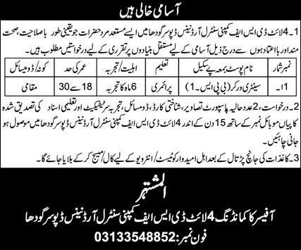 4 Light DSF Company Sargodha Punjab Jobs 2024 – Pakistan Army Jobs 2024 — original advertisement