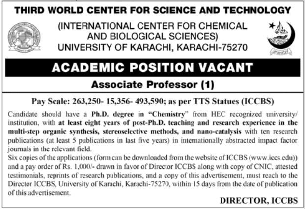 University of Karachi Sindh Jobs 2024 Jobs 2024 — original advertisement