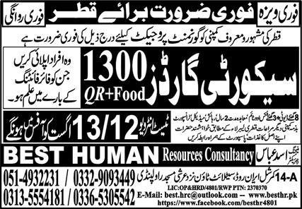 Security Guards Jobs Open In Qatar 2024 – Best Human Resources Consultancy Jobs 2024 — original advertisement