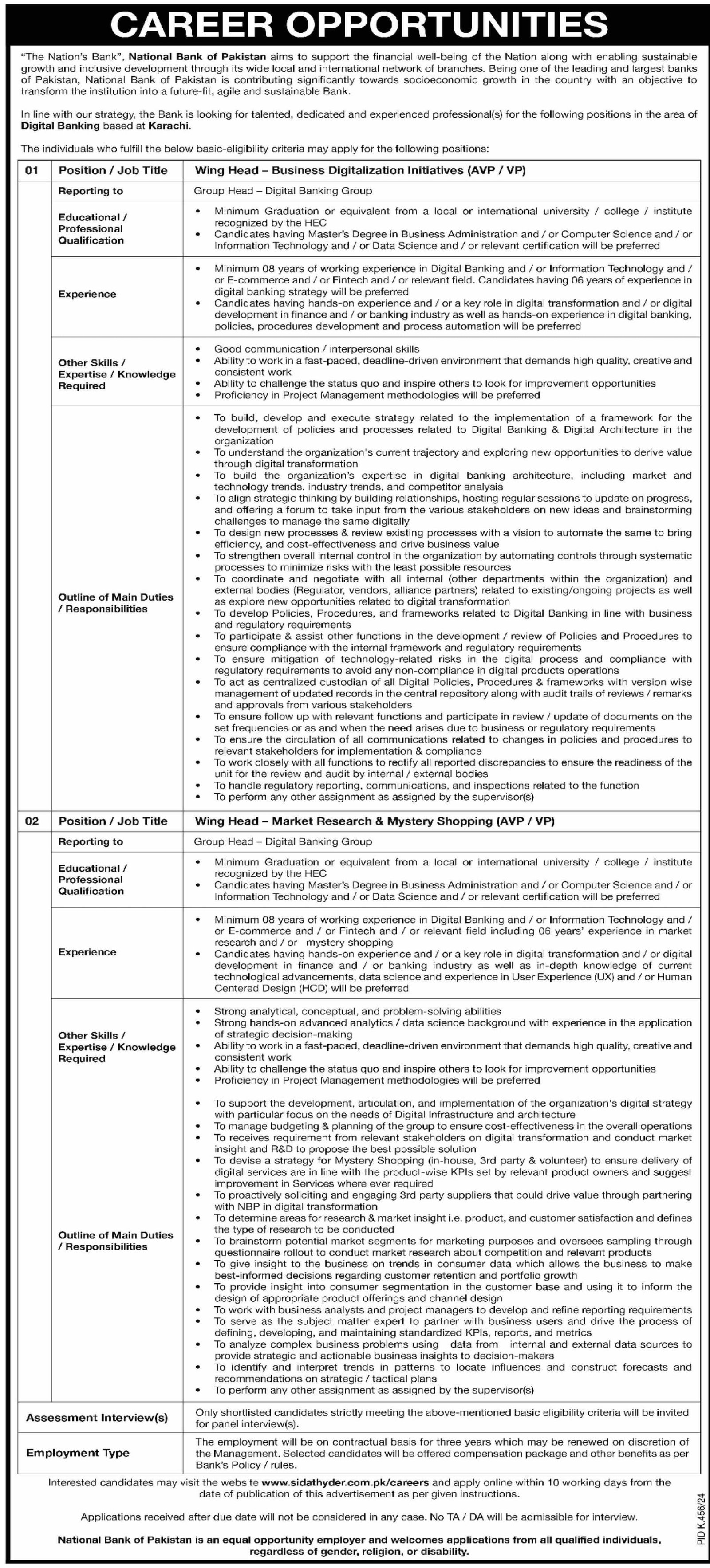National Bank Of Pakistan NBP Jobs 2024 Jobs 2024 — original advertisement