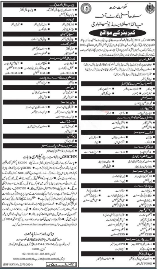 Sindh Institute Of Child Health & Neonatology Jobs 2024 – Sindh Institute of Child Health and Neonatology Jobs 2024 — original advertisement