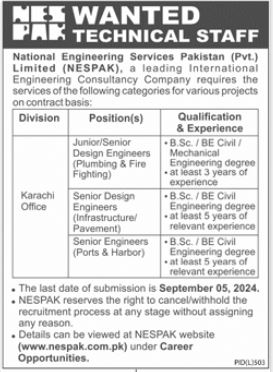 National Engineering Services Pakistan NESPAK Jobs – NESPAK National Engineering Services Pakistan Jobs 2024 — original advertisement