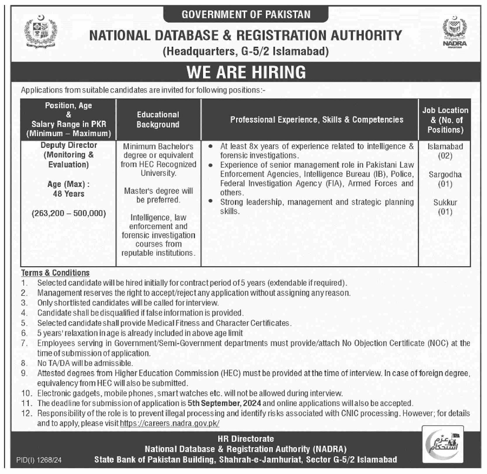 National Database & Registration Authority Nadra Jobs 2024 – National Database and Registration Authority Jobs 2024 — original advertisement
