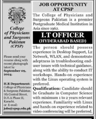 College Of Physicians And Surgeons karachi Jobs 2024 – College of Physicians and Surgeons Pakistan Jobs 2024 — original advertisement