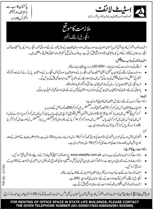 State Life Insurance Corporation Karachi Jobs 2024 – State Life Insurance Corporation of Pakistan Jobs 2024 — original advertisement