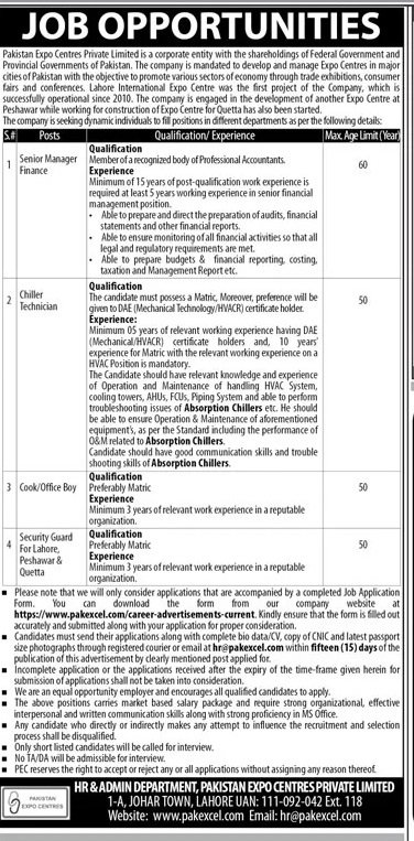 Pakistan Expo Centers Private Limited Jobs 2024 – Pakistan Expo Centres Private Limited Jobs 2024 — original advertisement