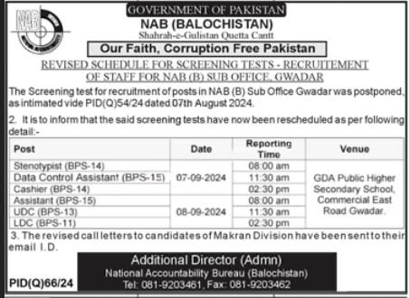 National Accountability Bureau Nab Test Interview 2024 – National Accountability Bureau (NAB) Jobs 2024 — original advertisement