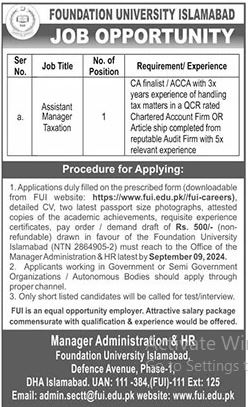 Foundation University Islamabad Jobs 2024 Jobs 2024 — original advertisement
