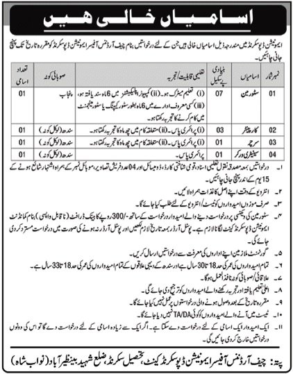 Ammunition Depot Sakrand Sindh Jobs 2024 – Pakistan Army Jobs 2024 — original advertisement