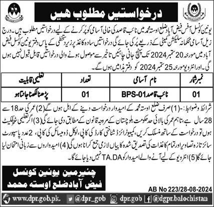 Union Council Office Usta Muhammad Jobs 2024 Jobs 2024 — original advertisement