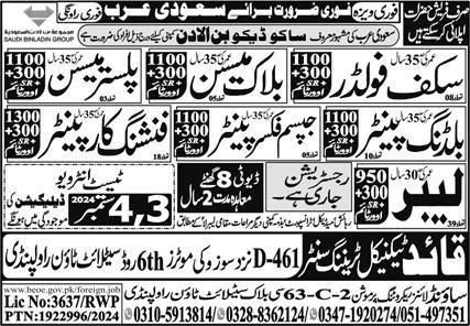 Scaffolder And Finishing Carpenter Jobs In Saudi Arabia 2024 – Sound Lines Recruiting Promotion Jobs 2024 — original advertisement