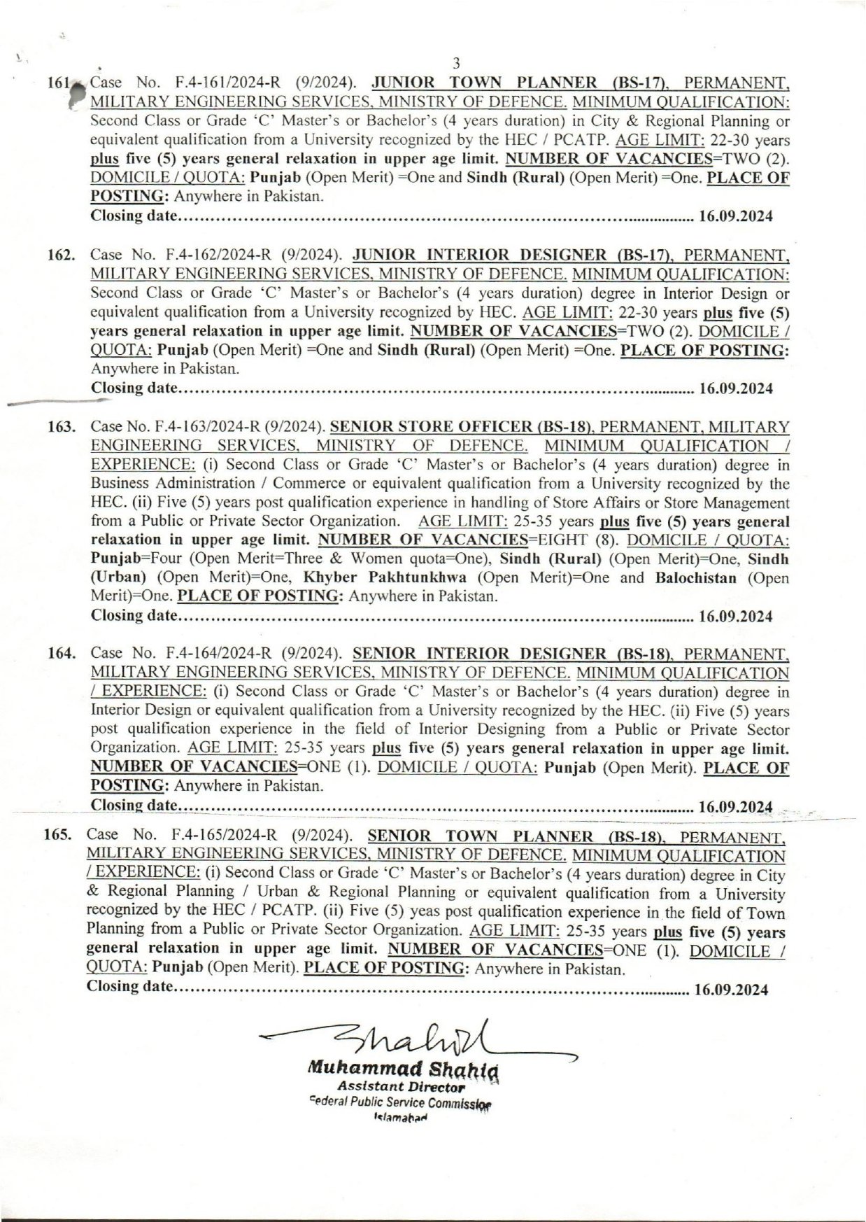 Federal Public Service Commission Jobs 09/2024 Jobs 2024 — original advertisement