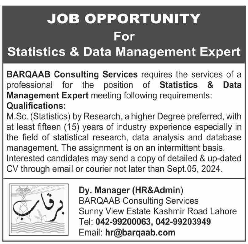 Barqaab Consulting Services Pvt Limited Jobs 2024 – Private Company Jobs 2024 — original advertisement
